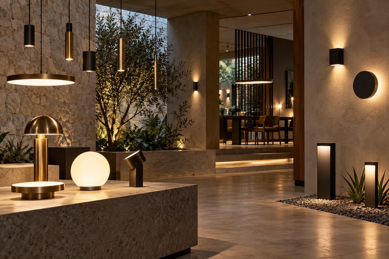 Luminarias arquitectónicas en distintos ambientes