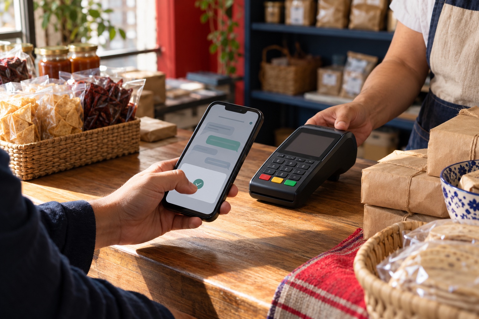 Compra en tienda mediante conversación y pago móvil